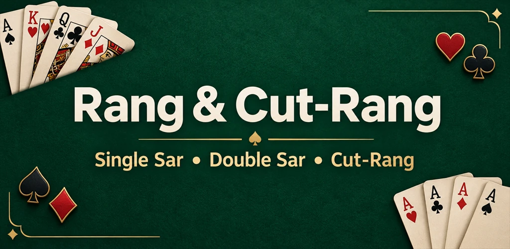 Rang & Cut-Rang official artwork with traditional cards and Single Sar, Double Sar and Cut-Rang modes